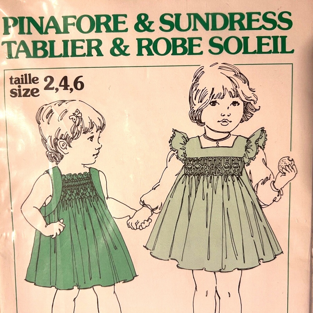 Vtg 84 English Smocking Sundress Pinafore Dress Pattern 1982 Grace Knott 2 4 6